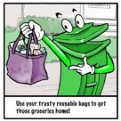 Binny with a reusable bag